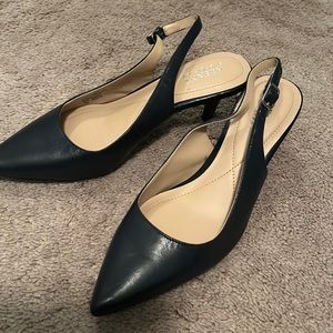 Ladies 2 inch heels, shoes, sandals, navy blue